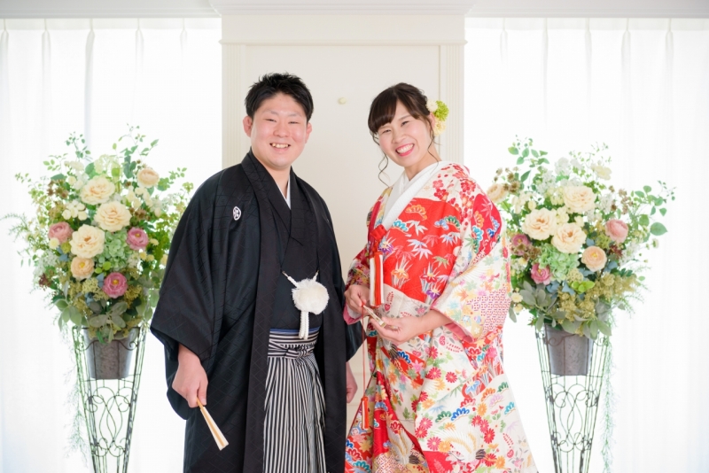 かわいいピンク色の色打掛で