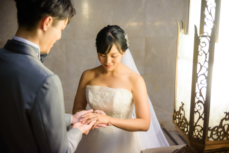 指輪交換もしっとりと