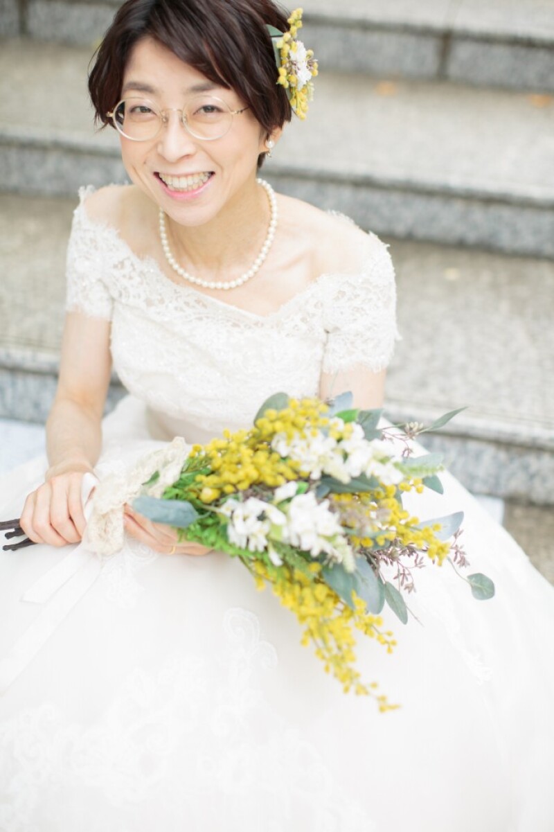 ミモザのブーケにチェンジ