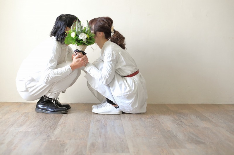 ブーケを撮影小物に。