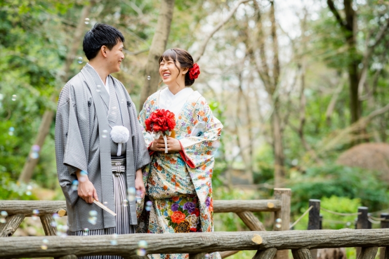 シャボン玉をとばして