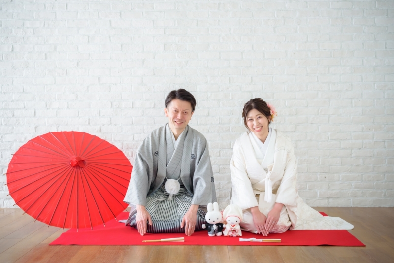 スタジオに戻って和装撮影へ