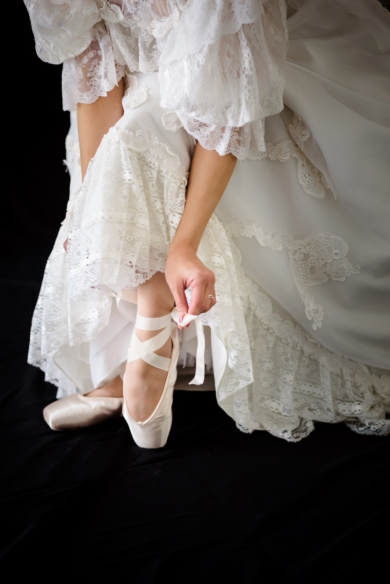 バレエシューズで