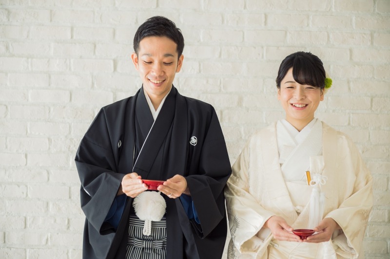 白無垢姿で杯も！