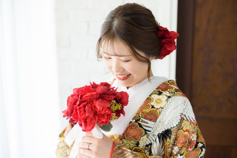 赤いブーケにチェンジして