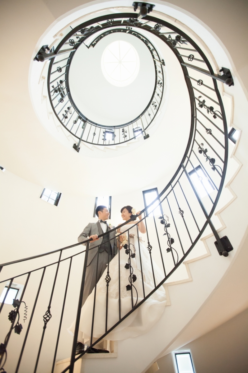 人気の螺旋階段で！