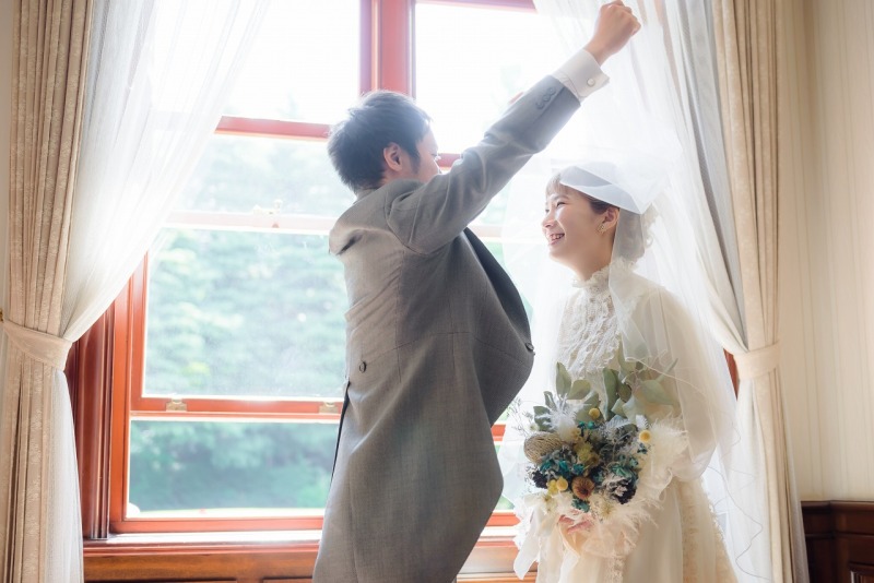 母からドレスとブーケを誉められました。