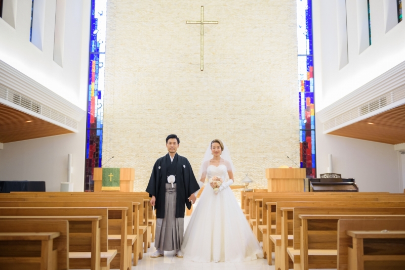 紋付き袴とウエディングドレスで