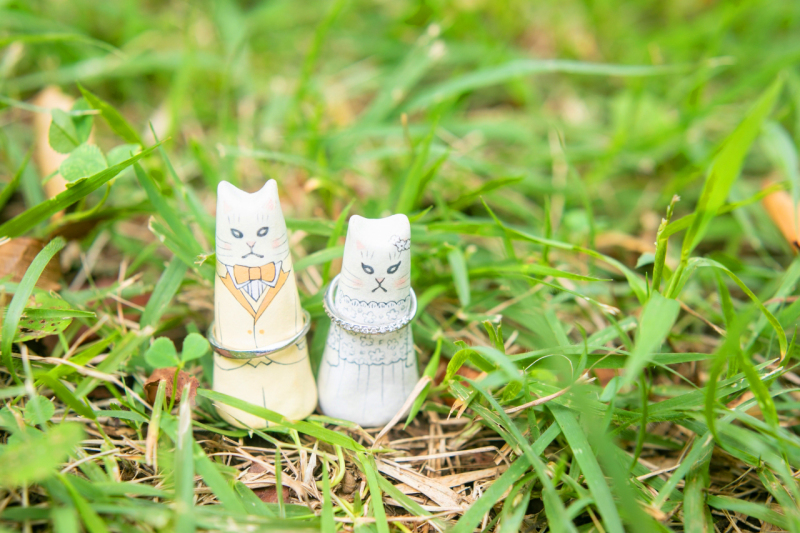 かわいい猫のリングピロー