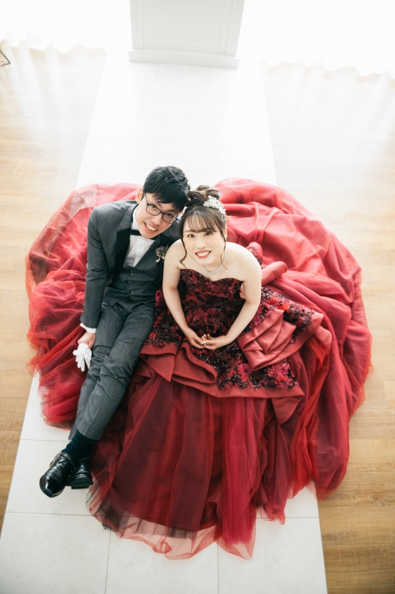 スタジオでカラードレス撮影