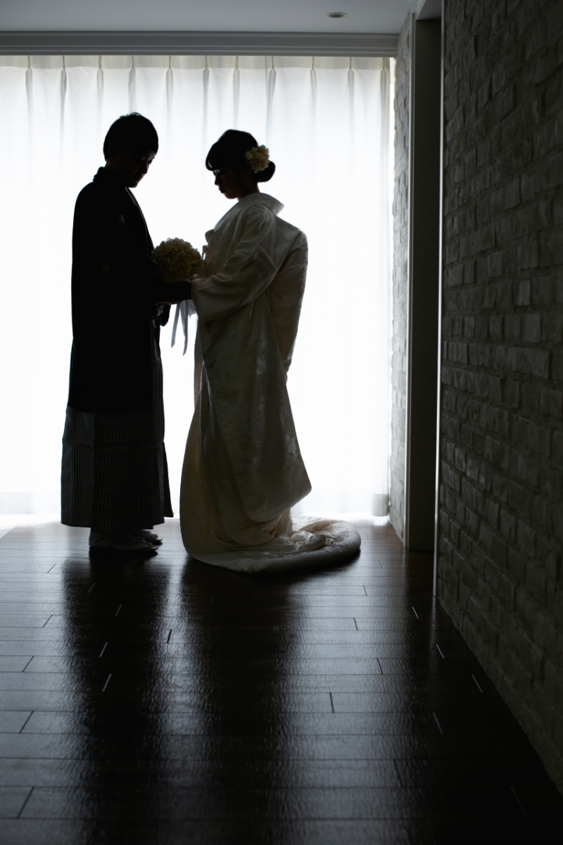 スタジオでシルエット撮影