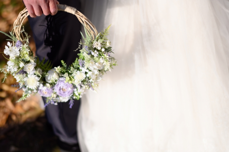 お持ち込みのリースブーケもとってもかわいい