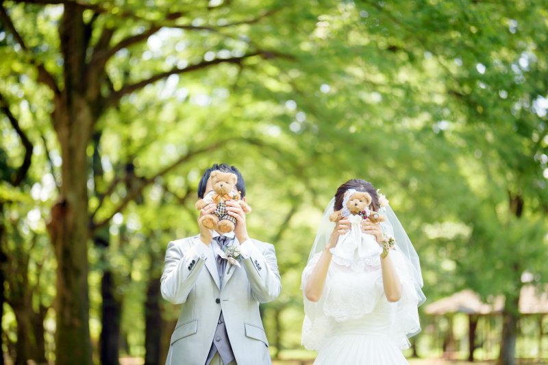 ドレスを来たテディベアとぱちり