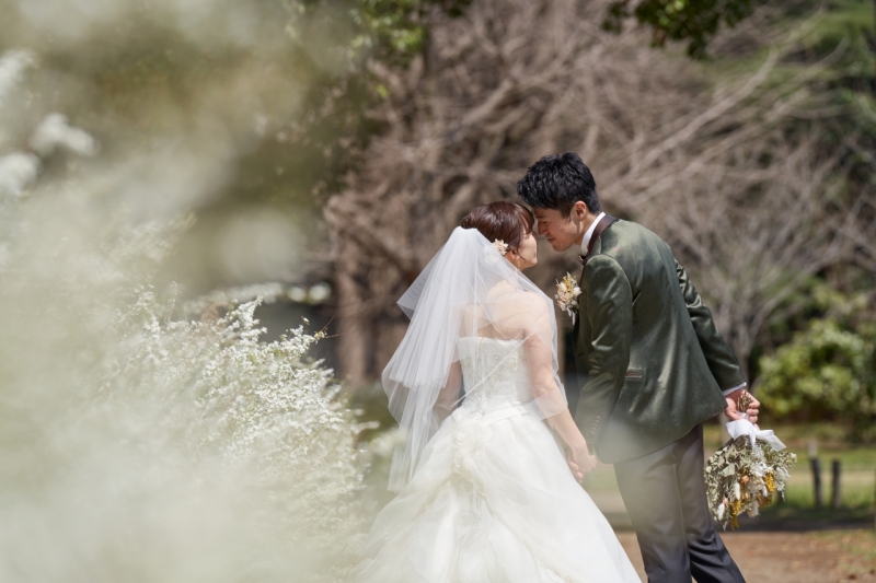 雪柳を手前にぼかして