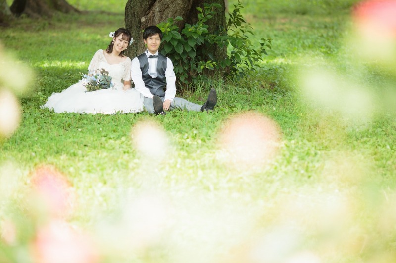 バラを前にぼかして幻想的に