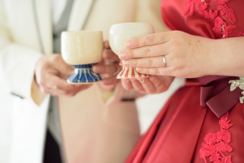 カラードレスでもペアカップと撮影!