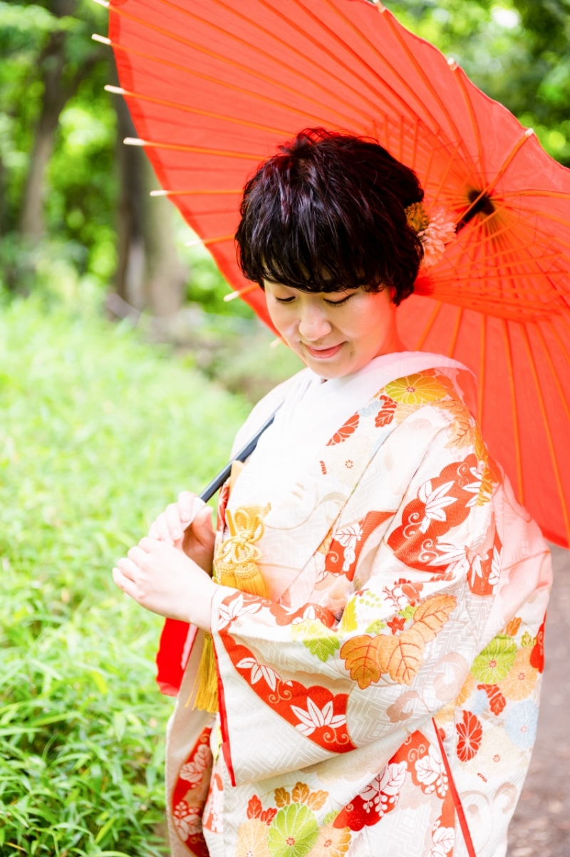 和傘でしっとりと