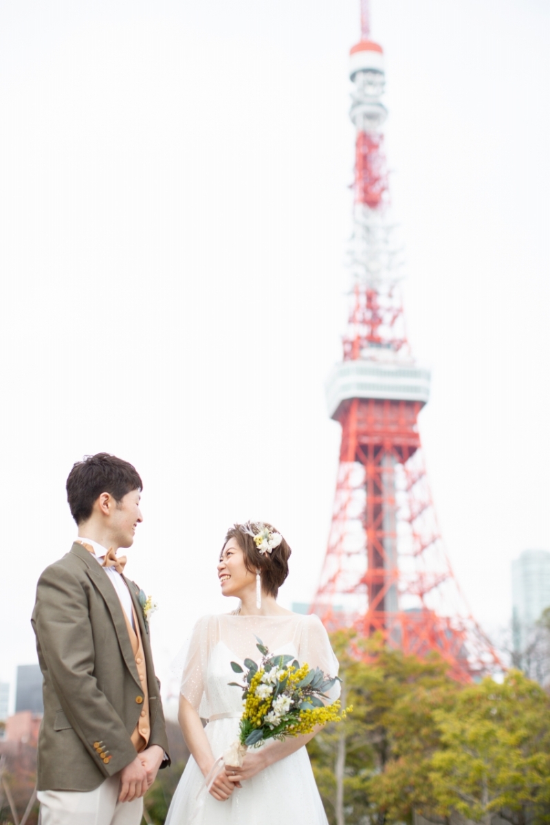 東京タワーの見える公園で