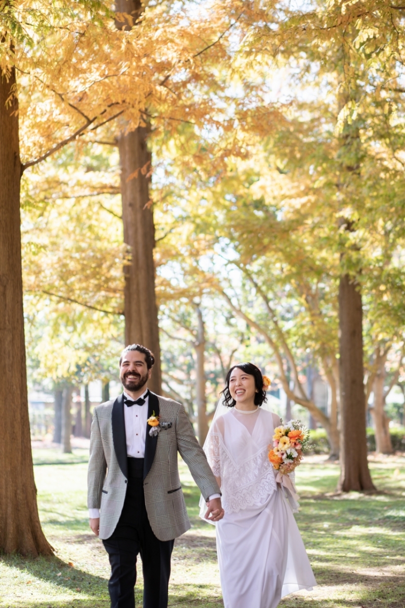 紅葉のきれいな公園で