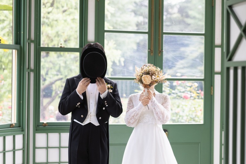 ハットとブーケで