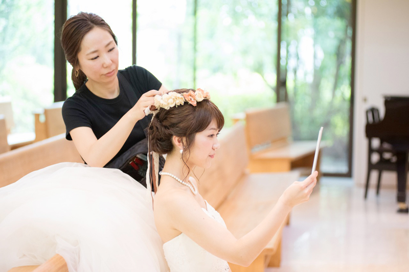 ブーケと髪飾りで印象が全然変わります！