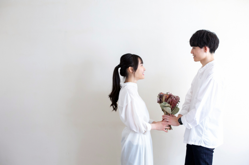 スタジオにあるドライフラワーブーケと