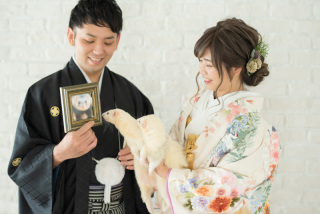 【ドレスも和装も！たっぷり着るスタジオ撮影】2着目お着物無料｜男性メイク付き｜400カット納品｜3種ブーケ｜ペット可