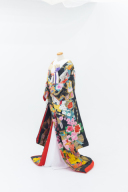 140 黒 牡丹 桜の刺繍