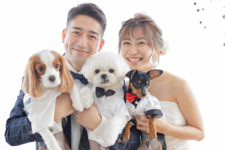 愛犬と一緒に撮影♪