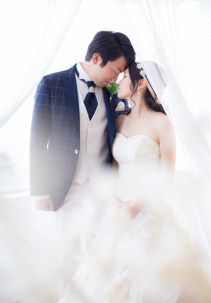 おでこをくっつけて♪