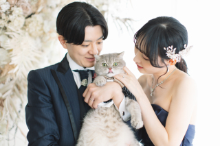 ネイビーコーデで愛猫と