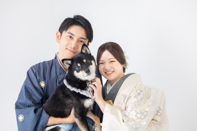 愛犬とスタジオ撮影