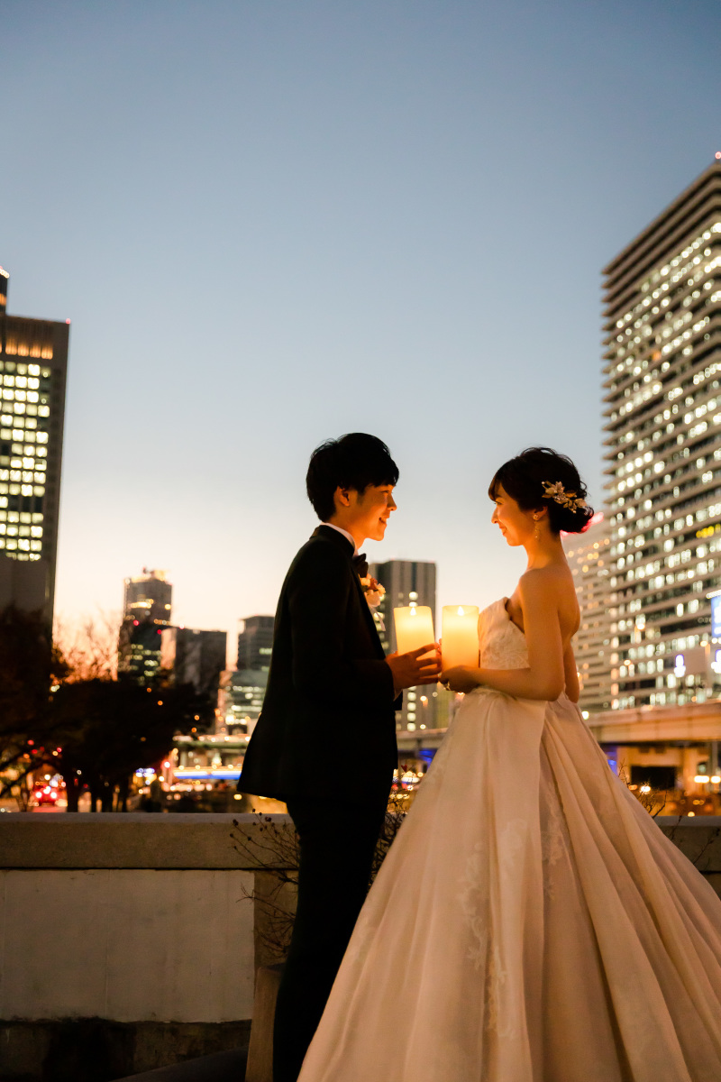 キラキラ、ビルのライトも