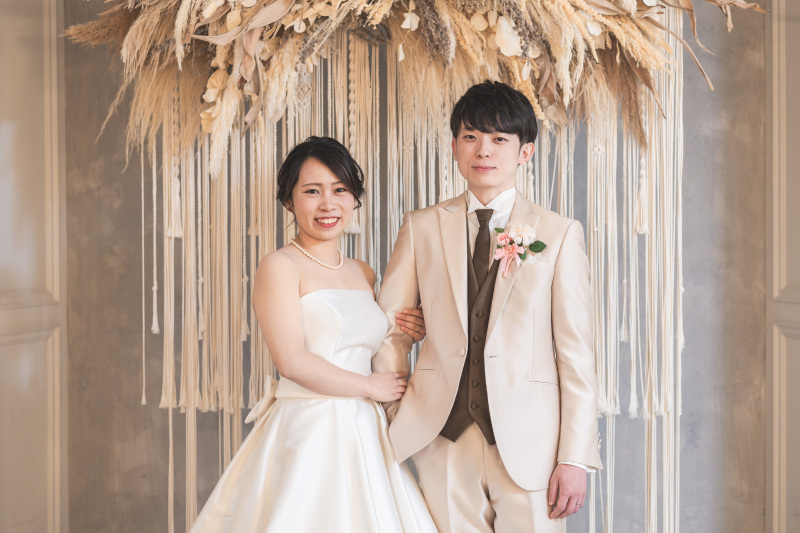 アンティークなドライフラワーブースで撮影スタート