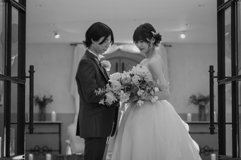 エントランスで