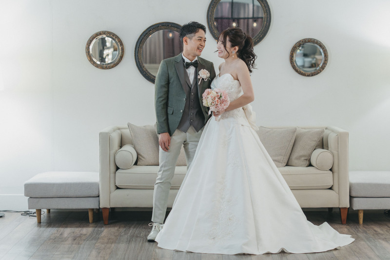 2着目衣装は王道のAラインウェディングドレス♡