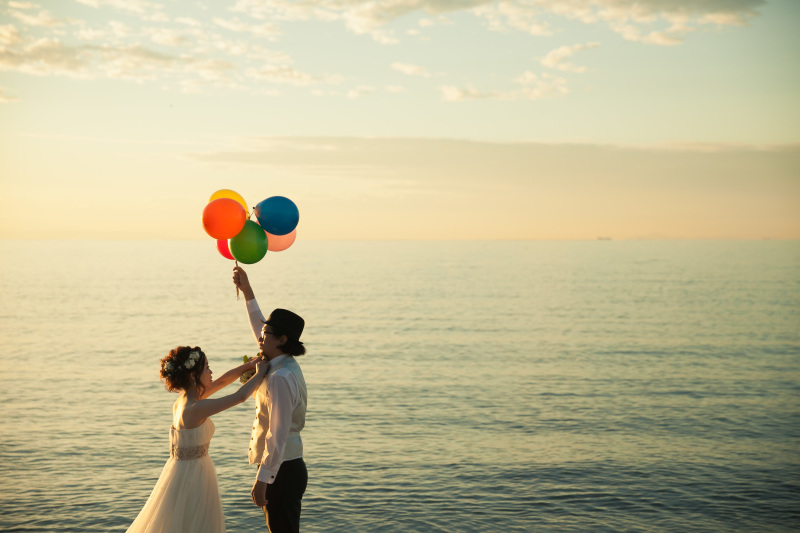 ビーチに立ち寄ってバルーン撮影も♪