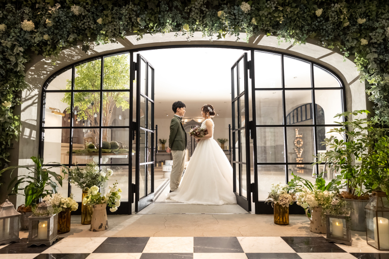 エントランスのグリーンで