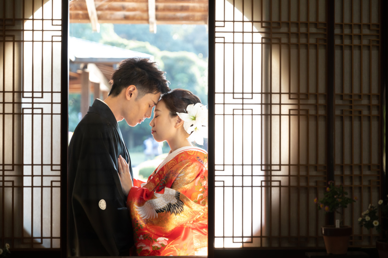 おでこをくっつけて・・・