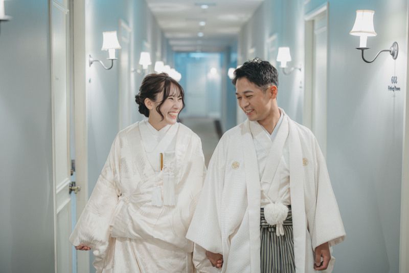 白無垢と白紋付でおふたりらしい和装撮影スタート！