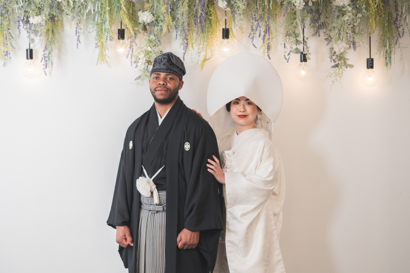 撮影後半は綿帽子を被って