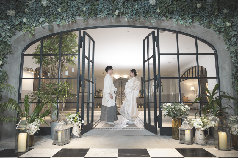 館内で自分たちらしく和装撮影♪