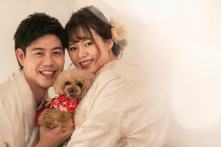 わんちゃんと一緒に和装撮影♪