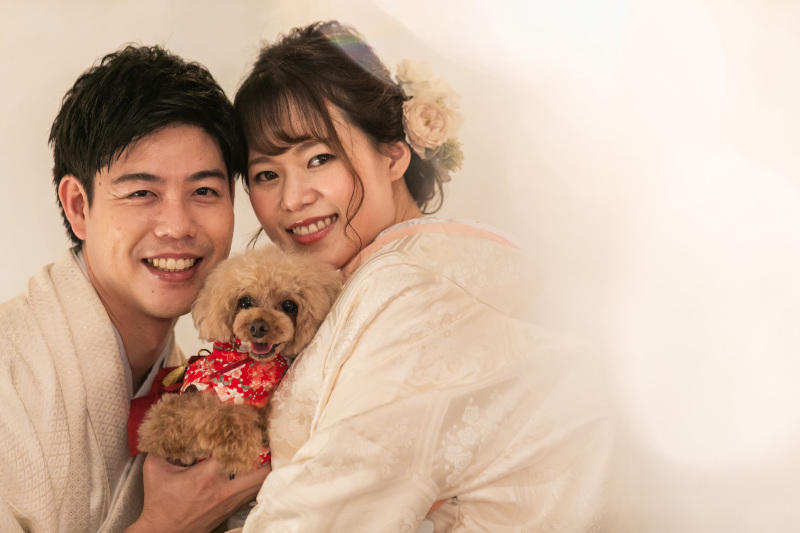 わんちゃんと一緒に和装撮影♪