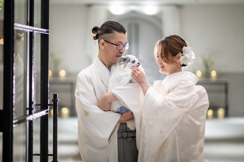 お2人と大切な家族と撮影