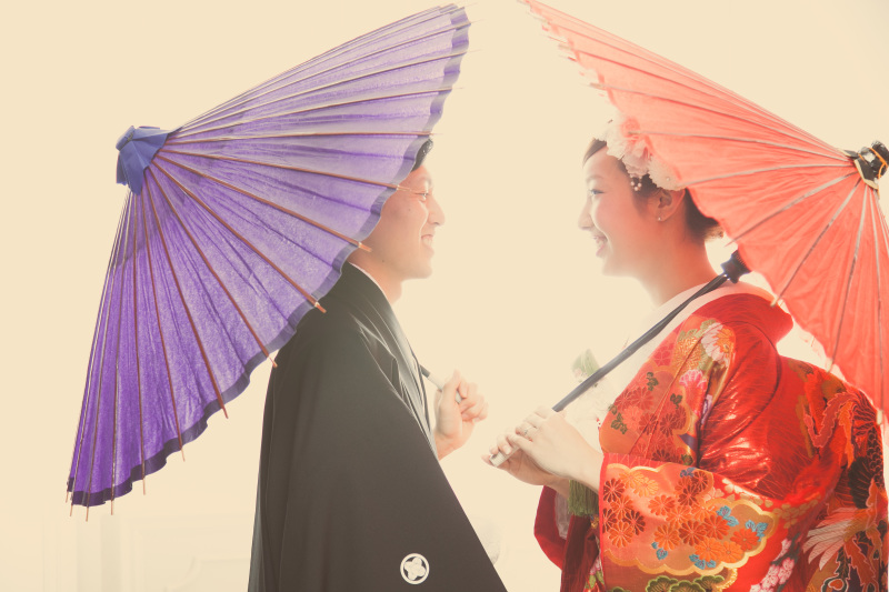 番傘を持って楽しそうなお二人☆