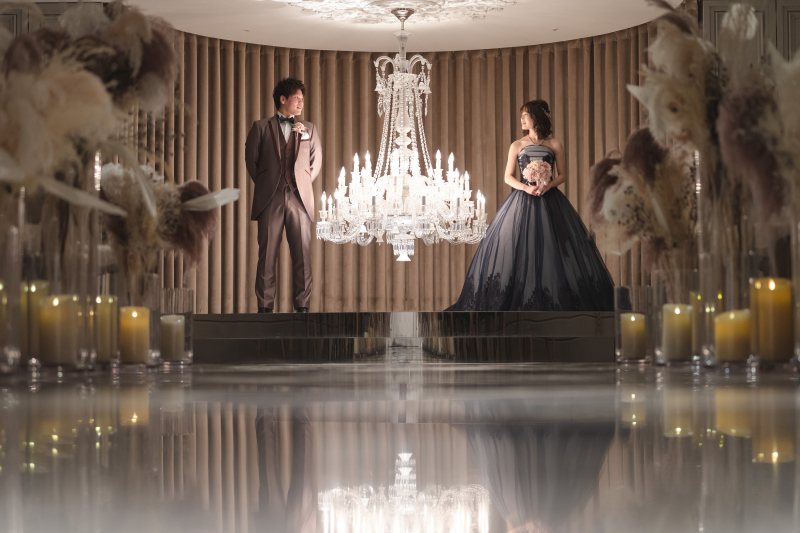 大人シックなカラードレスで館内スタジオ撮影♪