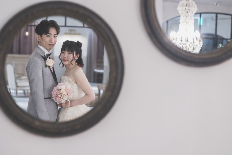 鏡越しのツーショット♡