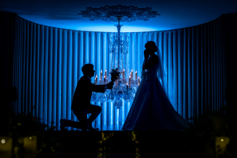 光に包まれたシルエットショット