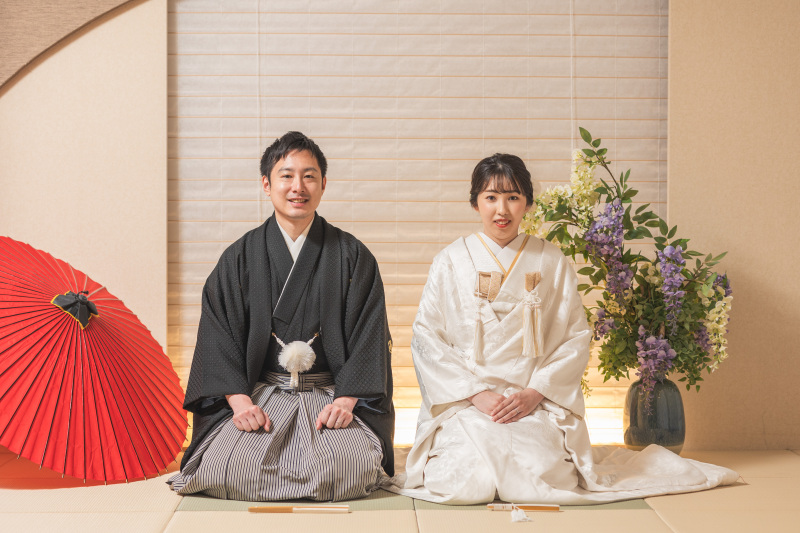 畳ブースで和装撮影